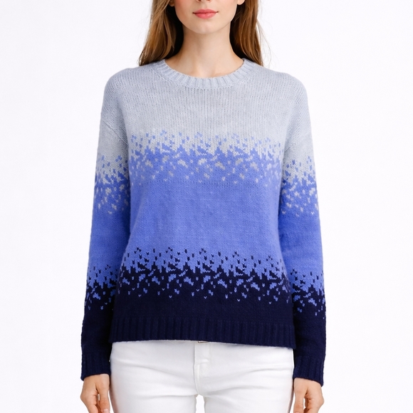 Bloomingdale's Sweaters - Bloomingdale’s Cashmere Ombre Sweater NWT Med 100% 2-Ply Blue Gradient Luxe Soft
